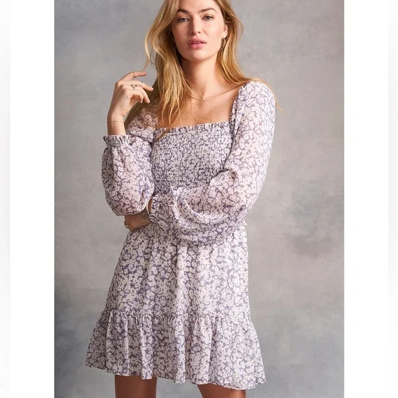 1. State Dresses | 1. State Mini Dress Mocked Ruffle Style Long Sleeves. Size S | Color: Gray/Purple | Size: S | Kaydeepeace's Closet